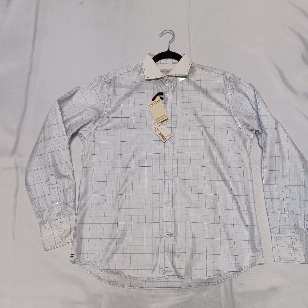 Equilibrio Luxury Extra Fine 100% Cotton Formal Collared Shirt, New!!!  {CH}